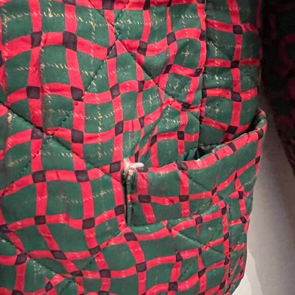 Vera Bradley Holiday Christmas Quilted Jacket Small Green Red Cottage Grandma - Picture 6 of 9